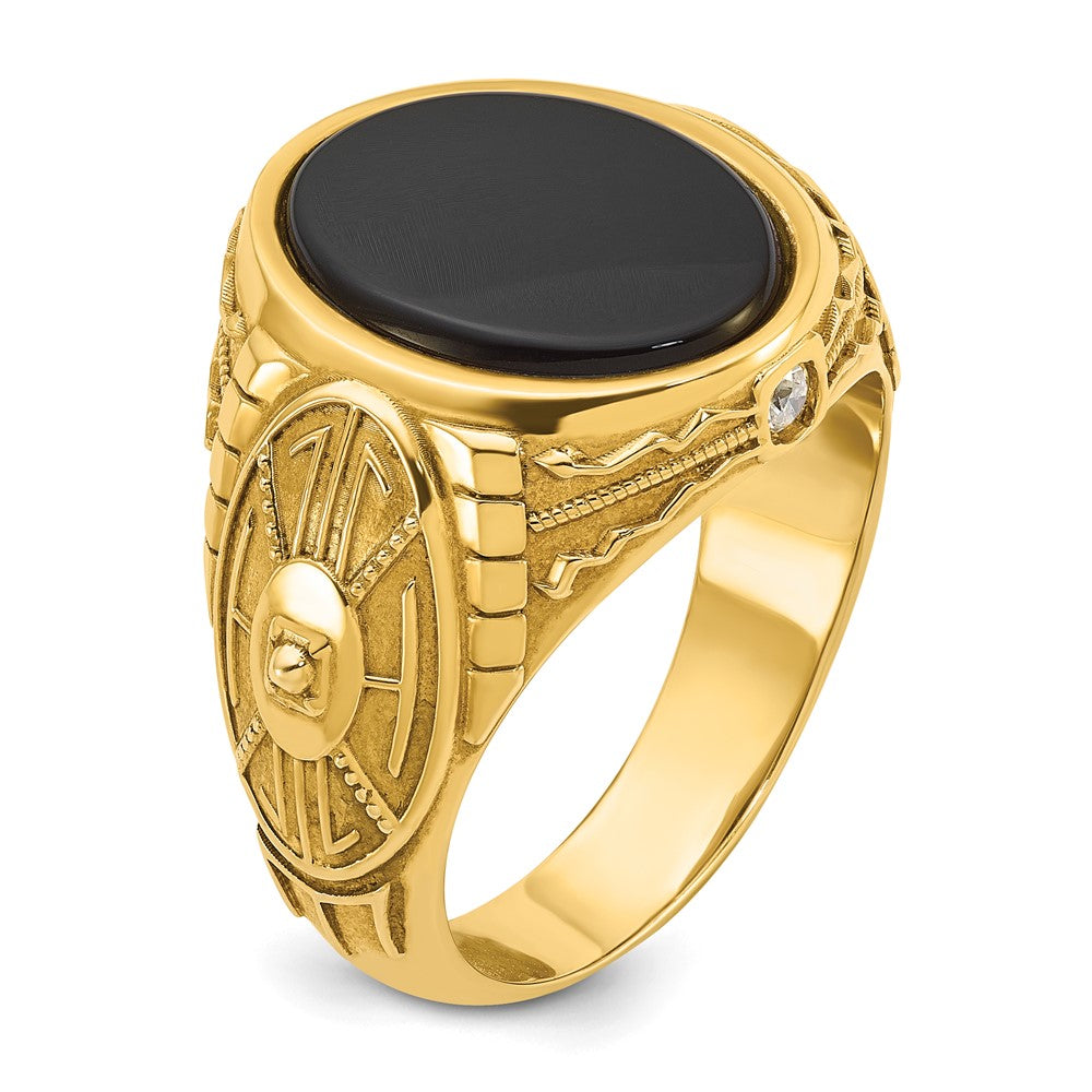14k IBGoodman Men's Onyx and 1/10 carat Diamond Complete Ring