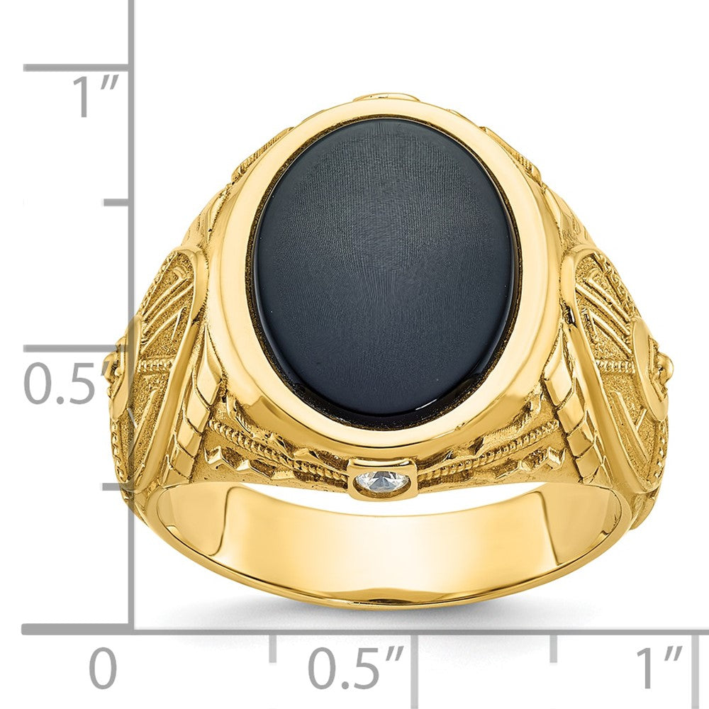 14k IBGoodman Men's Onyx and 1/10 carat Diamond Complete Ring