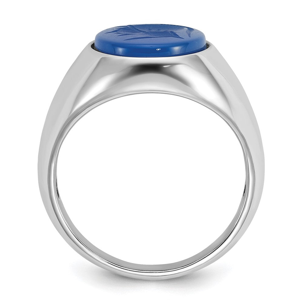 14k White Gold IBGoodman Men's Blue Agate Complete Ring