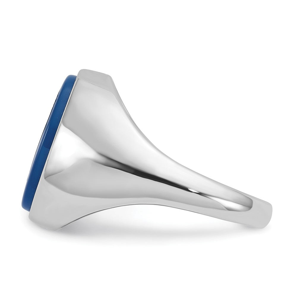 14k White Gold IBGoodman Men's Blue Agate Complete Ring
