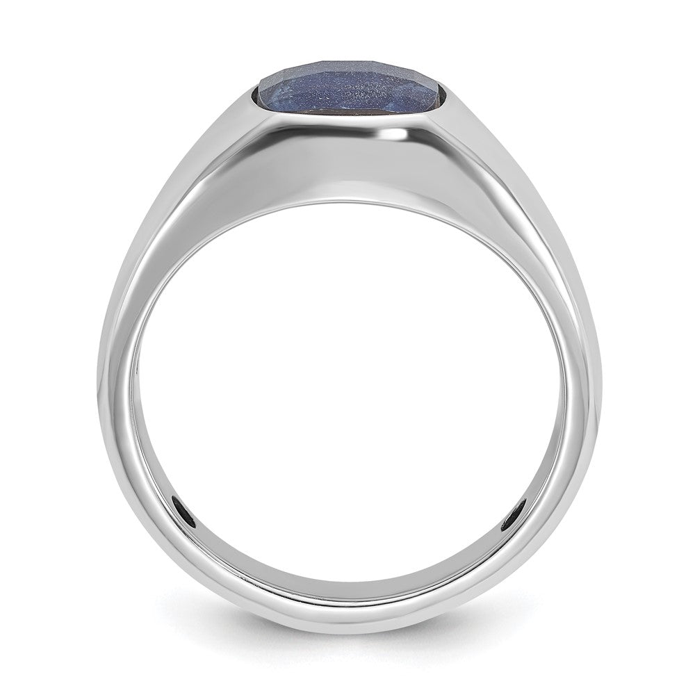 14k White Gold IBGoodman Men's Sapphire Doublet Stone Complete Ring