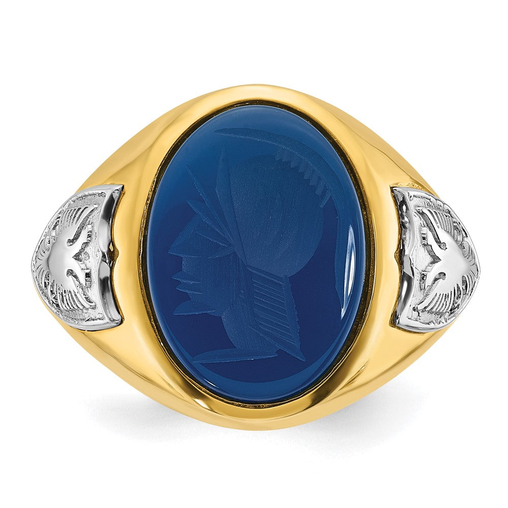 10k Two-tone IBGoodman Men's Blue Agate Complete Ring