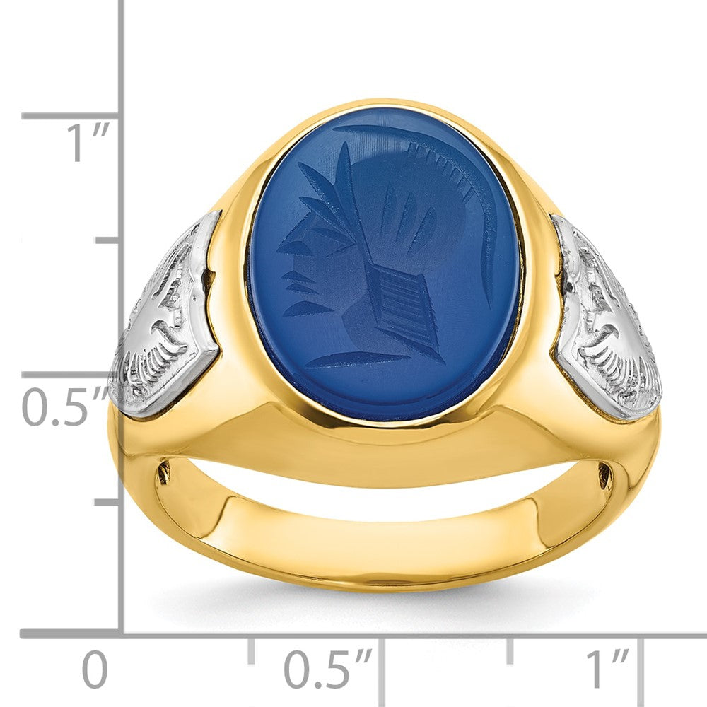 14k Two-tone IBGoodman Men's Blue Agate Complete Ring