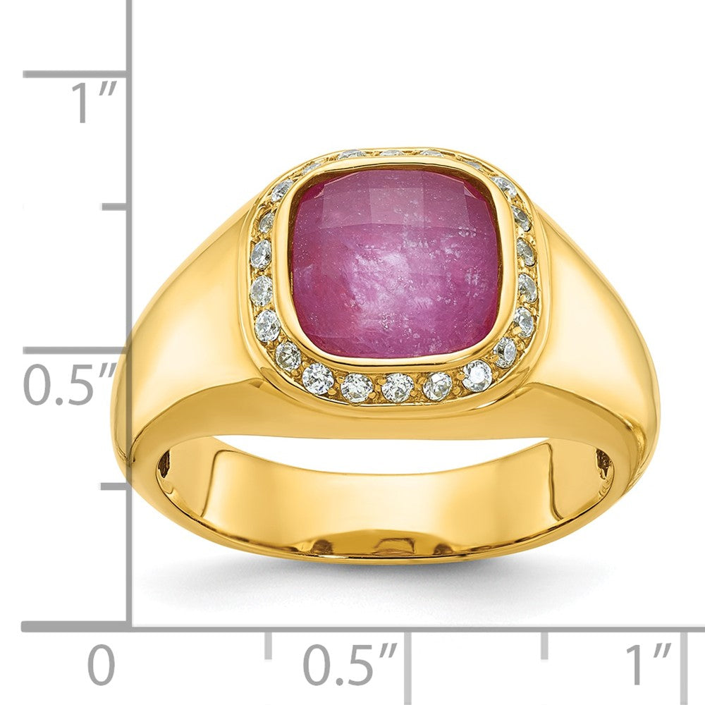10k IBGoodman Men's Ruby Doublet Stone and Diamond Complete Ring