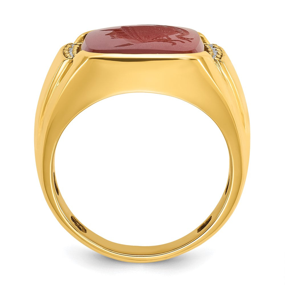 14k IBGoodman Men's Carnelian and 1/10 carat Diamond Complete Ring