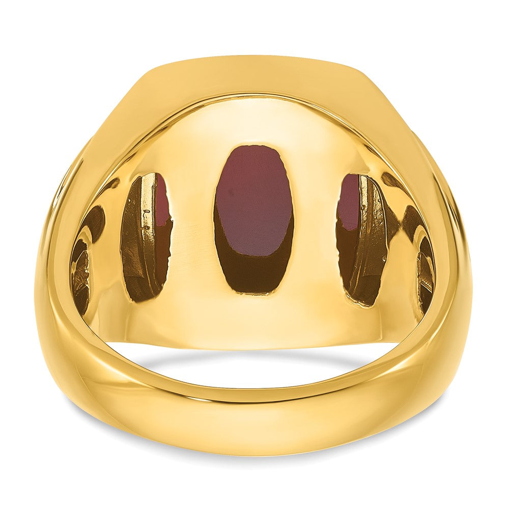 14k IBGoodman Men's Carnelian and 1/10 carat Diamond Complete Ring