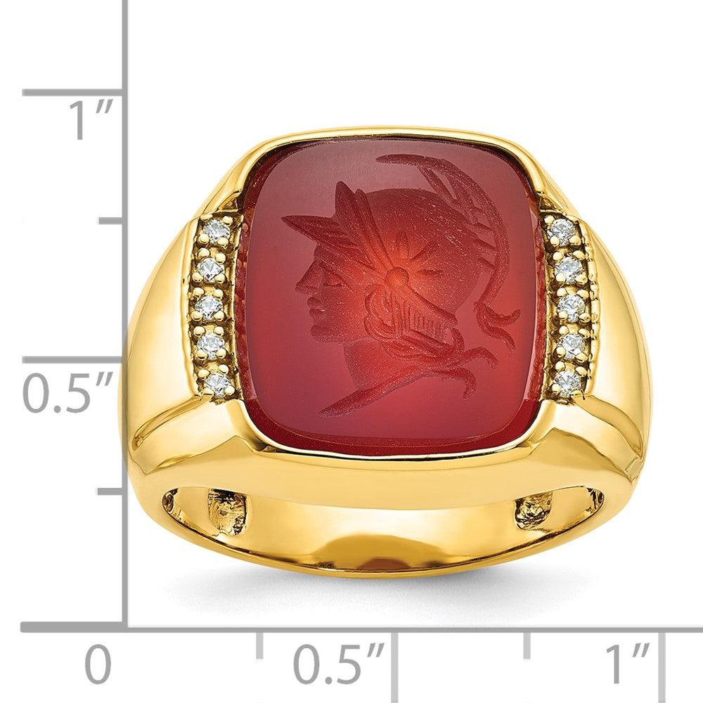 14k IBGoodman Men's Carnelian and 1/10 carat Diamond Complete Ring