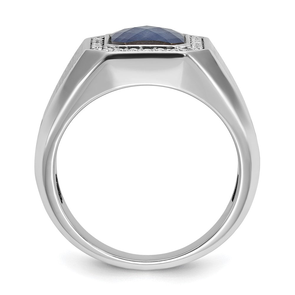 14k White Gold IBGoodman Men's Polished and Satin Gemstone and Diamond Ring Mounting