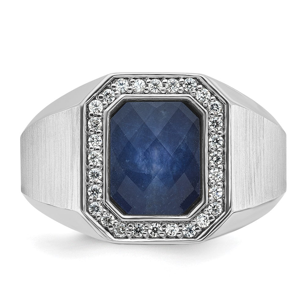 14k White Gold IBGoodman Men's Polished and Satin Gemstone and Diamond Ring Mounting