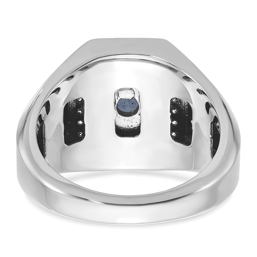 14k White Gold IBGoodman Men's Polished and Satin Gemstone and Diamond Ring Mounting