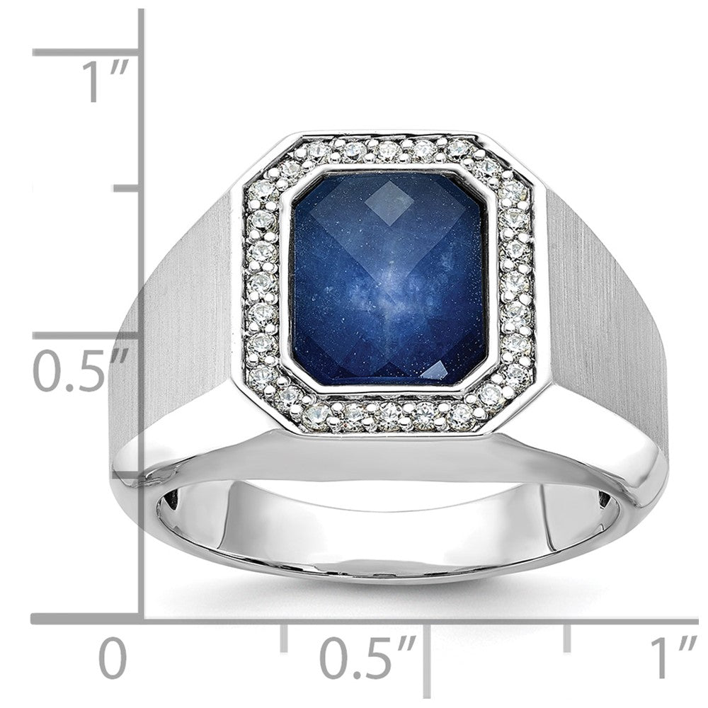 14k White Gold IBGoodman Men's Polished and Satin Gemstone and Diamond Ring Mounting