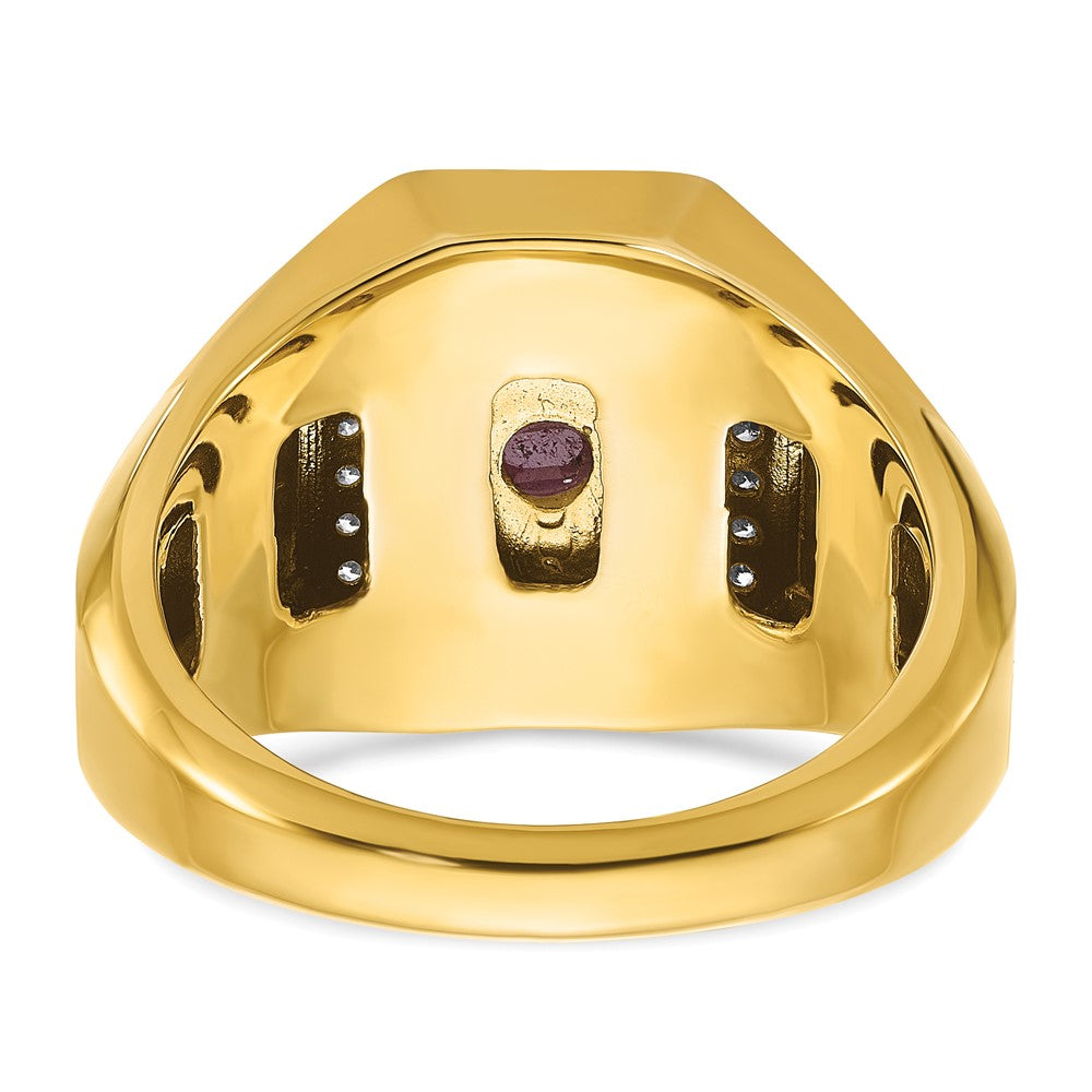 14k IBGoodman Men's Satin Ruby Doublet Stone and 1/4 carat Diamond Complete Ring