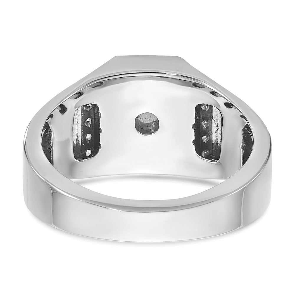14k White Gold IBGoodman Men's Sapphire Doublet Stone and 1/6 carat Diamond Complete Ring