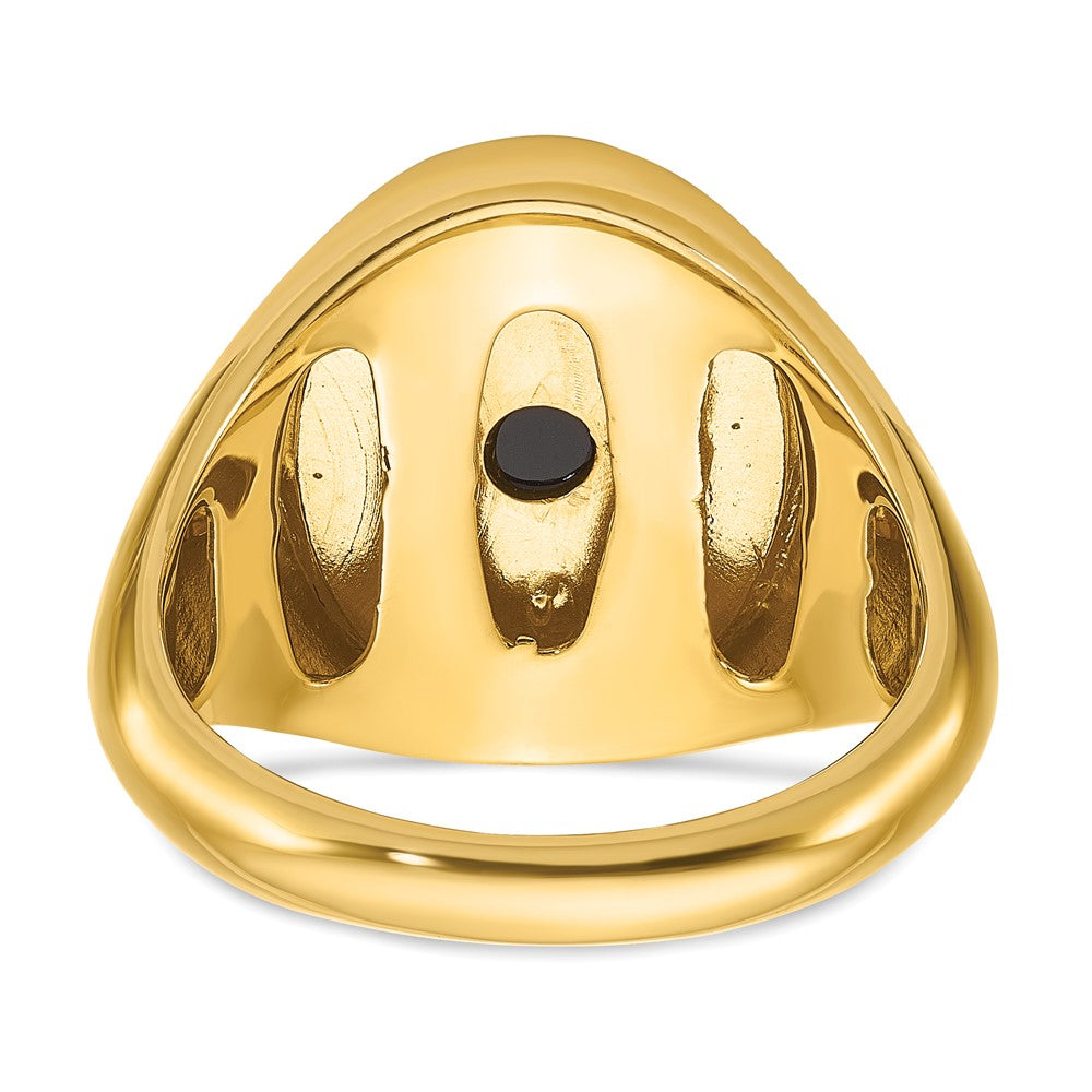 14k IBGoodman Men's Oval Onyx and 1/15 carat Diamond Complete Ring