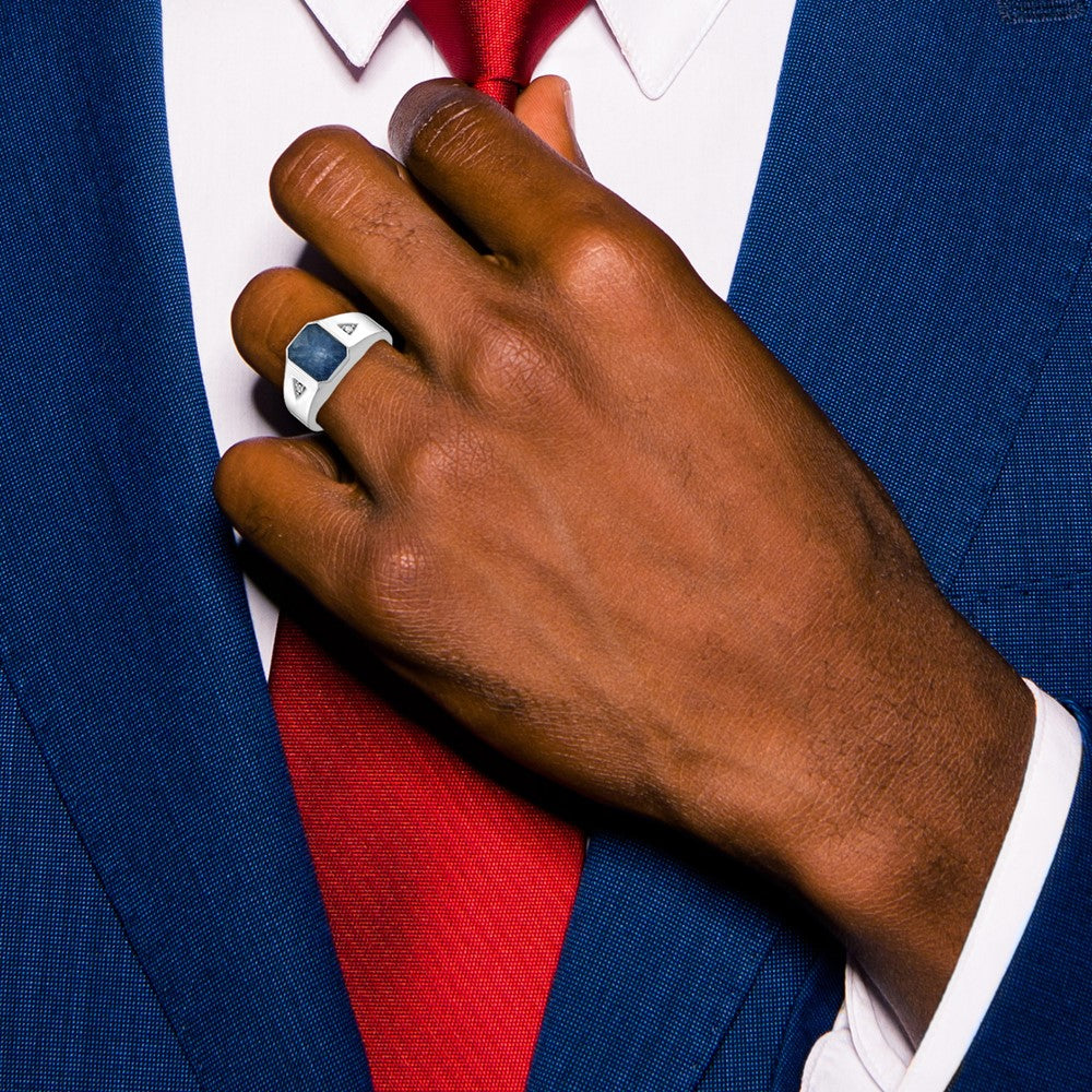 14k White Gold IBGoodman Men's Gemstone and Diamond Ring Mounting