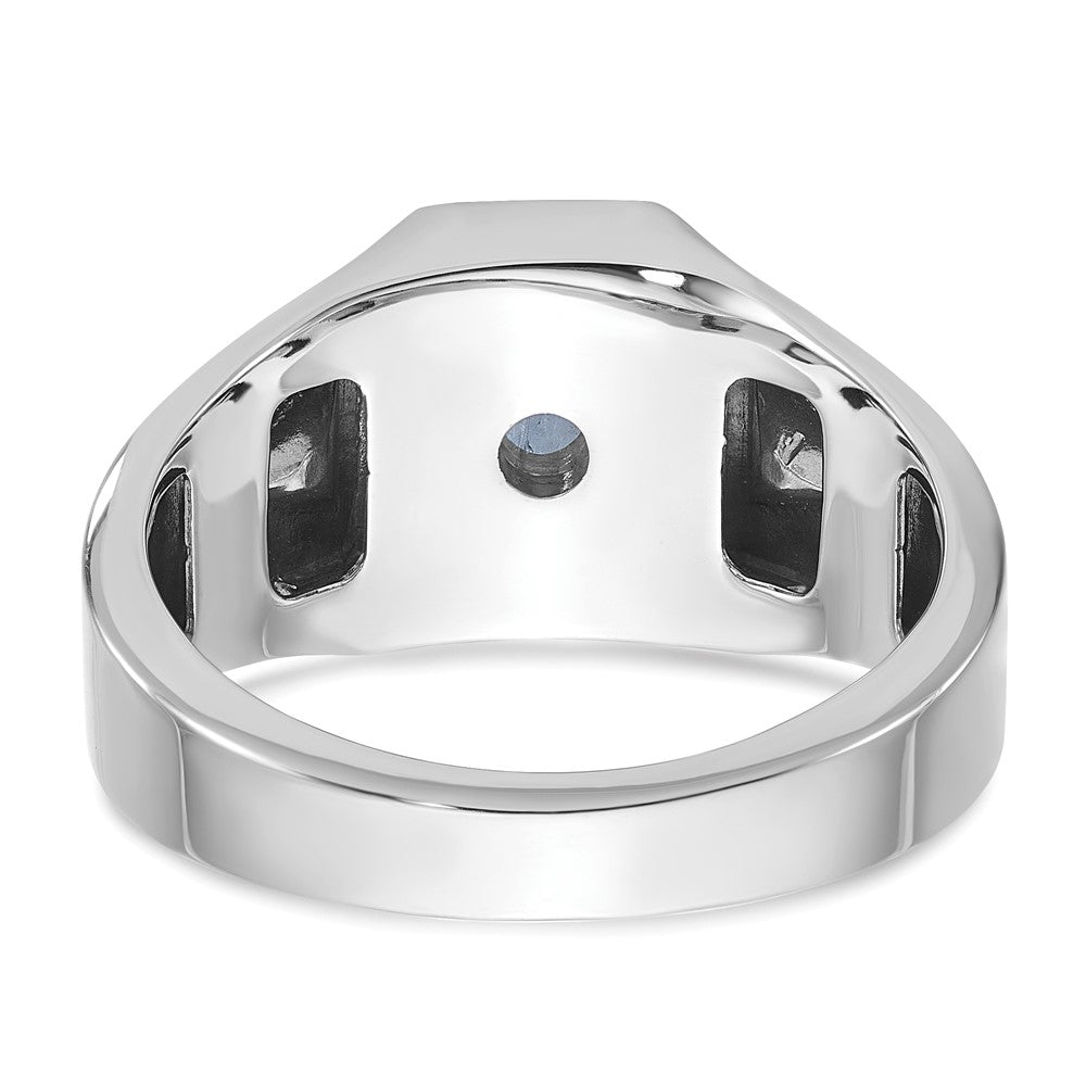 14k White Gold IBGoodman Men's Sapphire Doublet Stone and 1/20 carat Diamond Complete Ring
