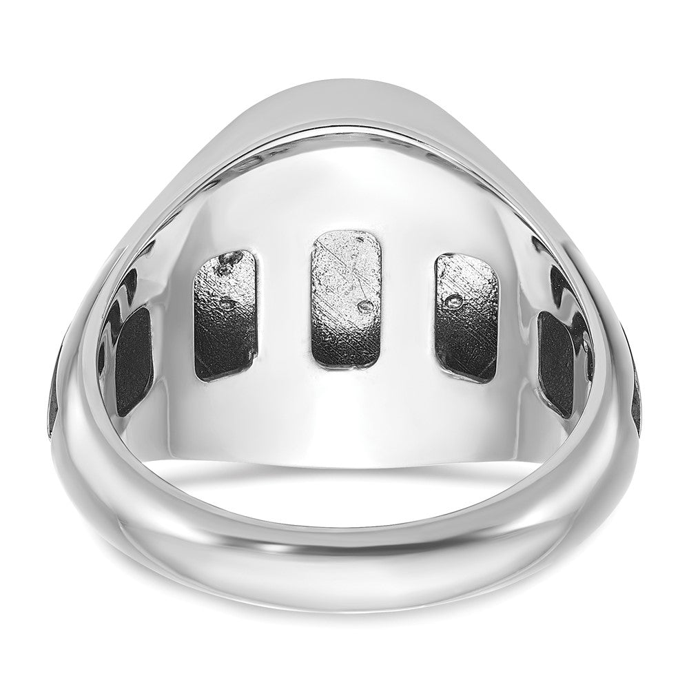 14k White Gold IBGoodman Men's with Black Rhodium Blue Agate Complete Ring