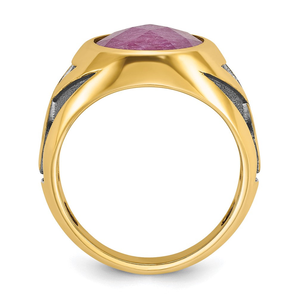 14k with Black Rhodium IBGoodman Men's Ruby Doublet Stone Complete Ring