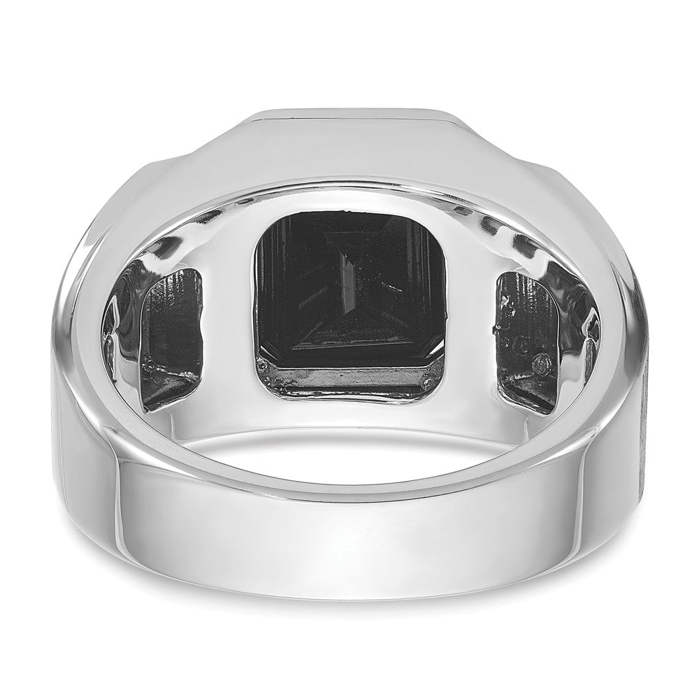 14k Two-tone IBGoodman Men's Polished and Satin Onyx and 1/10 carat Diamond Complete Ring
