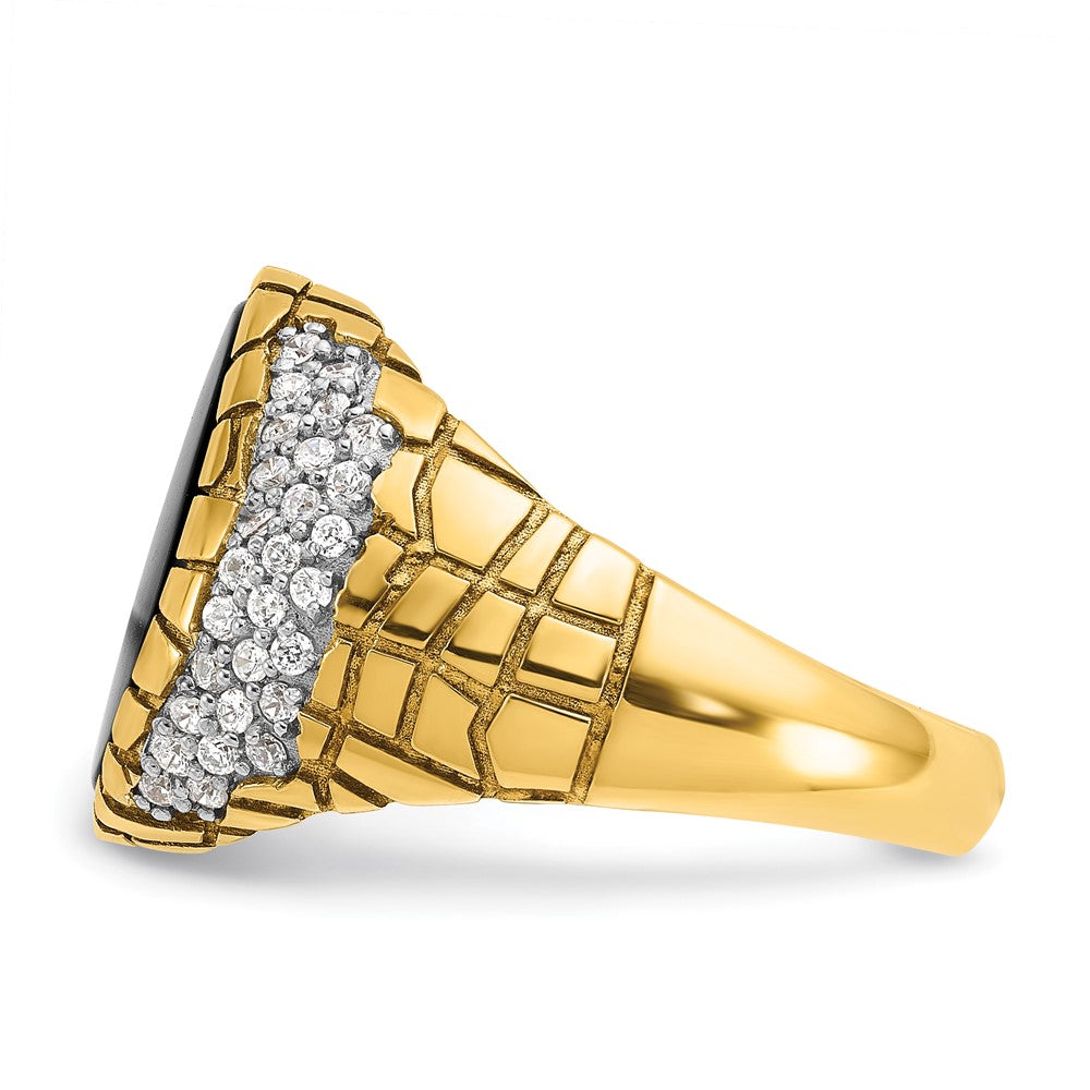 14k IBGoodman Men's Onyx and 7/8 carat Diamond Nugget Complete Ring