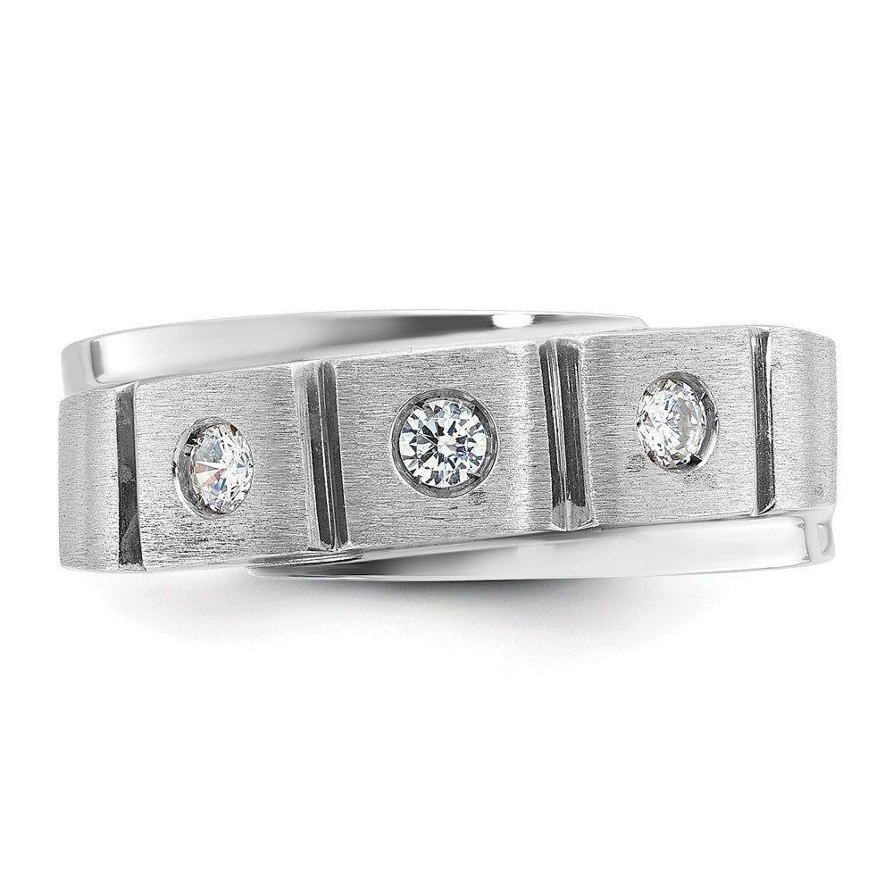 14k White Gold IBGoodman Men's Polished and Satin Diamond Ring Mounting
