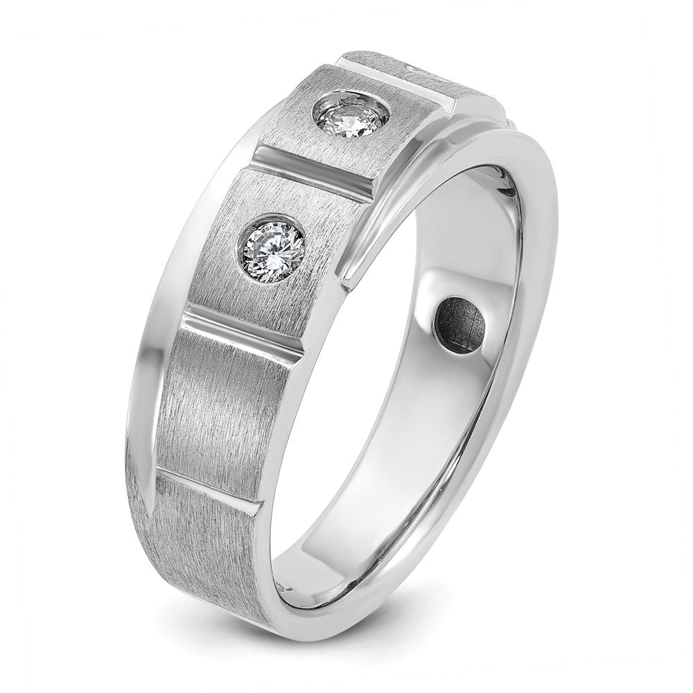 14k White Gold IBGoodman Men's Polished and Satin Diamond Ring Mounting