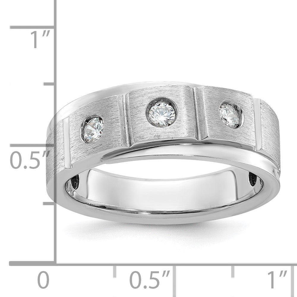14k White Gold IBGoodman Men's Polished and Satin Diamond Ring Mounting