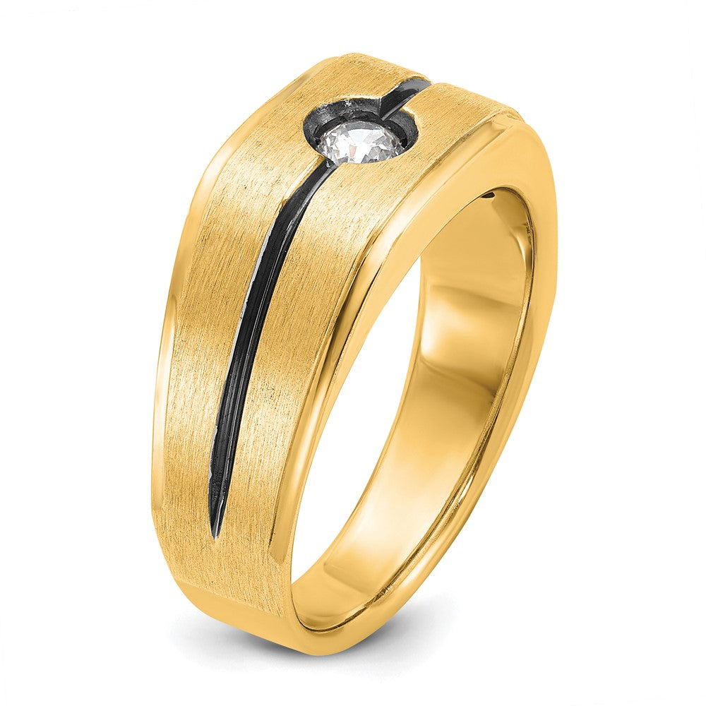 10k IBGoodman Men's w/Black Rhodium Satin Diamond Complete Ring