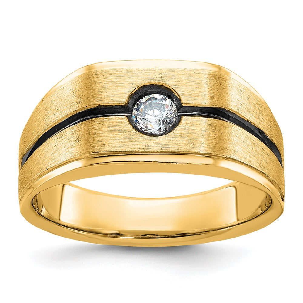 10k IBGoodman Men's w/Black Rhodium Satin Diamond Complete Ring
