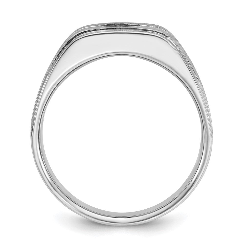 14k White Gold with Black Rhodium IBGoodman Men's Satin 1/5 carat Diamond Complete Ring