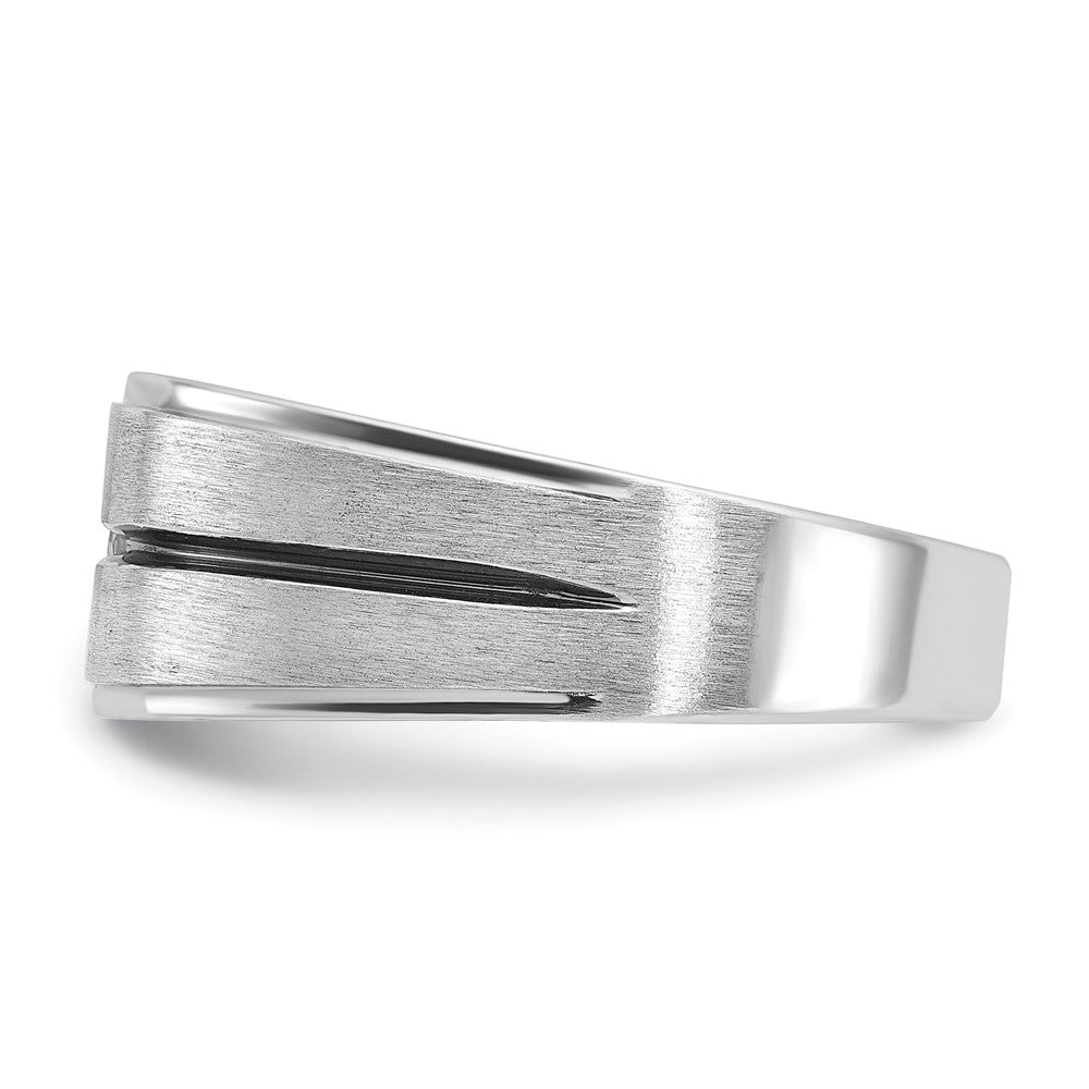 14k White Gold with Black Rhodium IBGoodman Men's Satin 1/5 carat Diamond Complete Ring