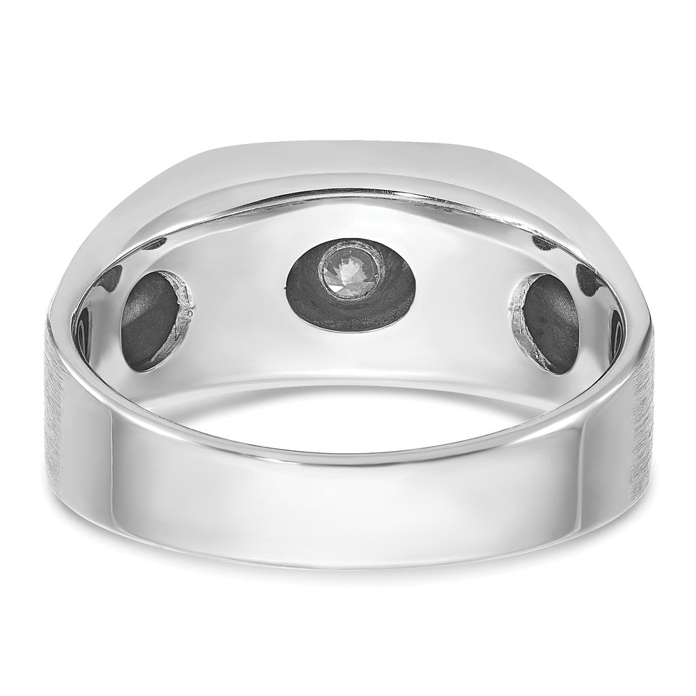 14k White Gold with Black Rhodium IBGoodman Men's Satin 1/5 carat Diamond Complete Ring