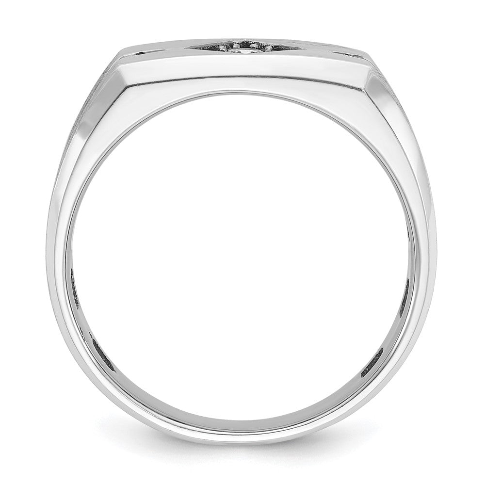 14k White Gold with Black Rhodium IBGoodman Men's Satin 5/8 carat Black and White Diamond Complete Ring
