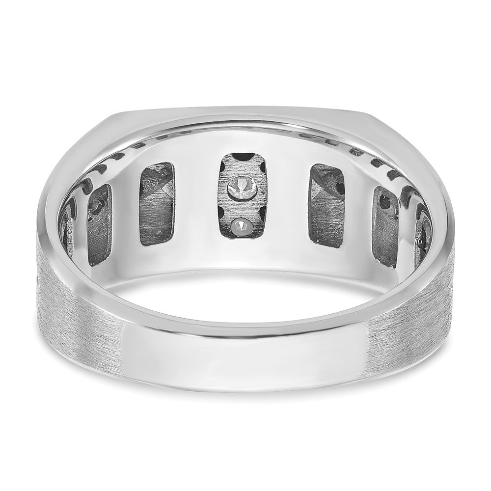 14k White Gold with Black Rhodium IBGoodman Men's Satin 5/8 carat Black and White Diamond Complete Ring