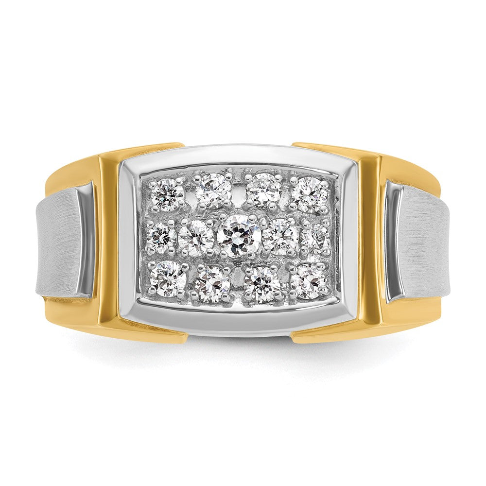 IBGoodman 10k with White Rhodium Men's Polished and Satin 1/2 Carat A Quality Diamond Cluster Ring