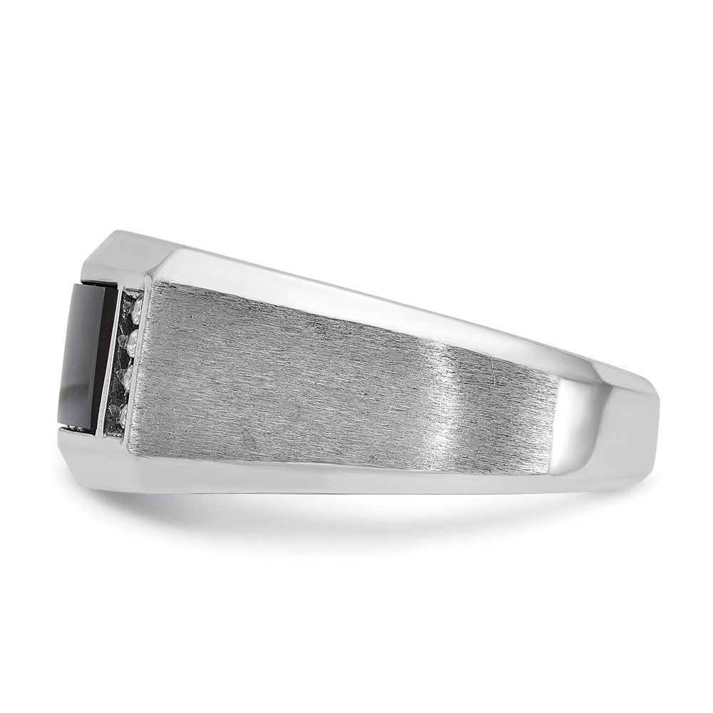 14k White Gold IBGoodman Men's Satin Onyx and Diamond Ring Mounting