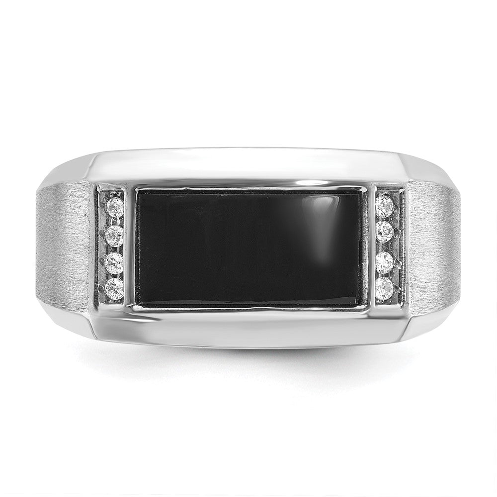 14k White Gold IBGoodman Men's Satin Onyx and Diamond Ring Mounting