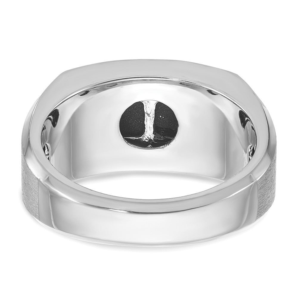 14k White Gold IBGoodman Men's Satin Onyx and 1/15 carat Diamond Complete Ring