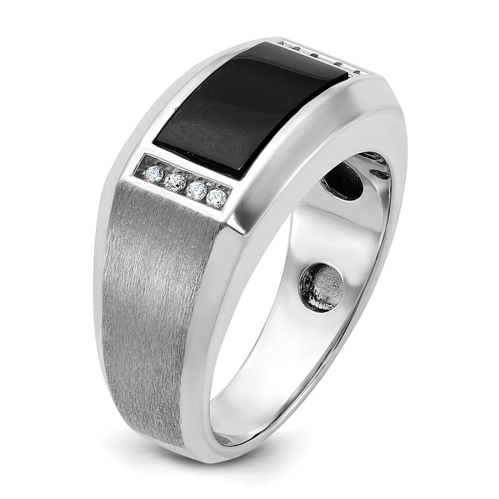 14k White Gold IBGoodman Men's Satin Onyx and Diamond Ring Mounting