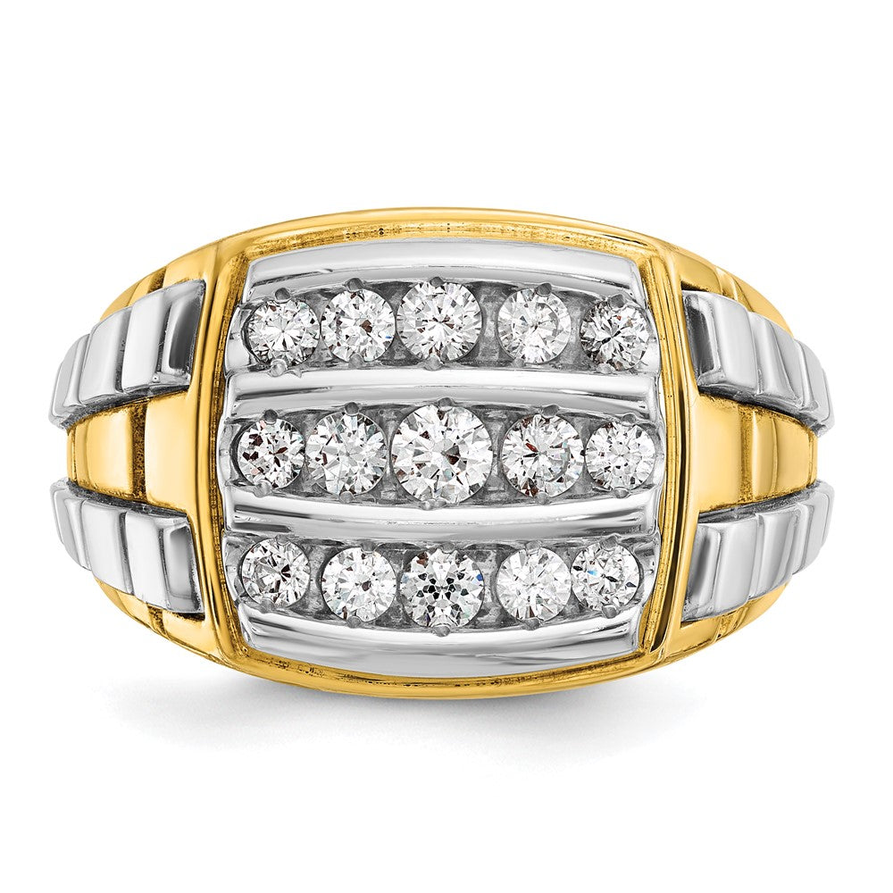 IBGoodman 10k Two-tone Men's Polished and Grooved 3-Row Cluster Ring Mounting