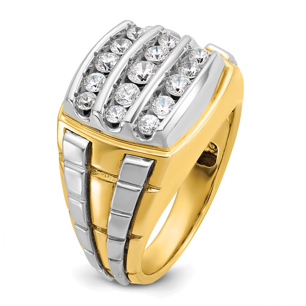 IBGoodman 10k Two-tone Men's Polished and Grooved 3-Row Cluster Ring Mounting
