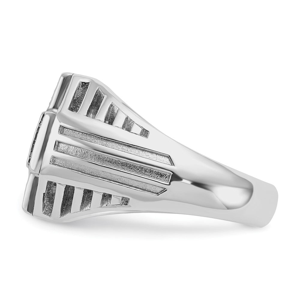 IBGoodman 14k White Gold Men's Polished Textured and Grooved Cross Cluster Ring Mounting
