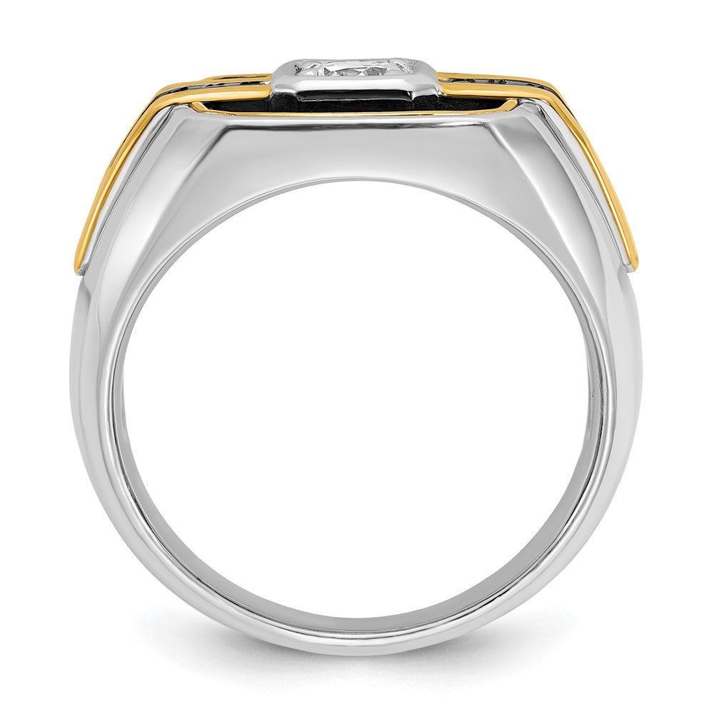 IBGoodman 14k Two-tone with Black Rhodium Men's Polished and Satin Black and White 1/4 Carat AA Quality Diamond Ring