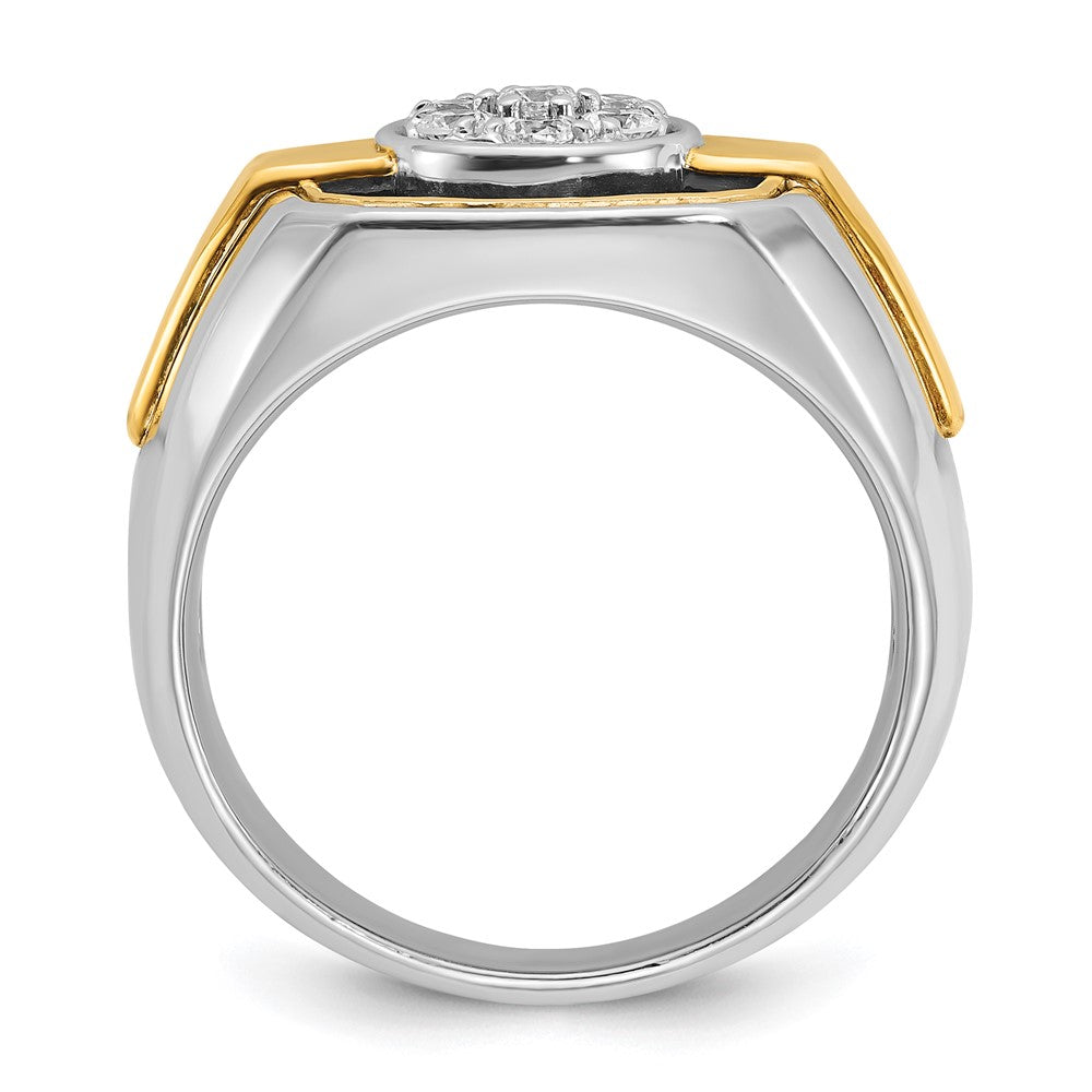 IBGoodman 14k Two-tone with Black Rhodium Men's Polished and Satin 1/2 Carat AA Quality Diamond Cluster Ring