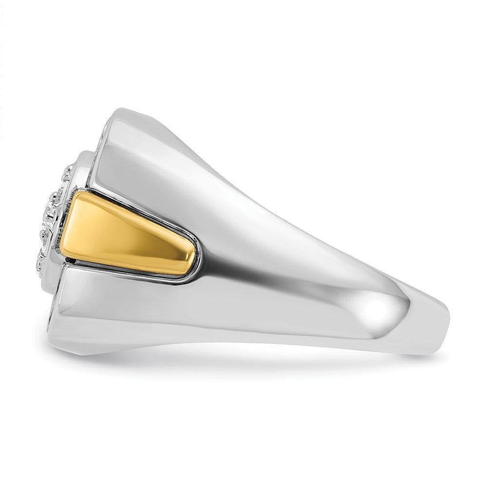 IBGoodman 14k Two-tone with Black Rhodium Men's Polished and Satin 1/2 Carat AA Quality Diamond Cluster Ring