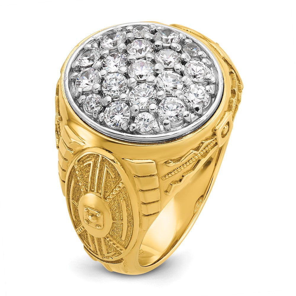 IBGoodman 14k Two-tone Men's Polished and Textured 1 5/8 Carat AA Quality Diamond Oval Cluster Ring