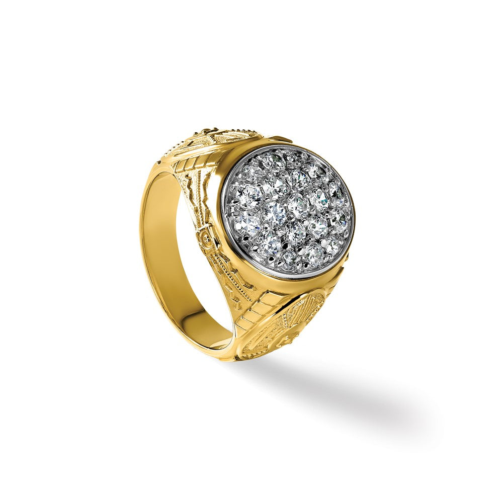 IBGoodman 10k Two-tone Men's Polished and Textured Oval Cluster Ring Mounting