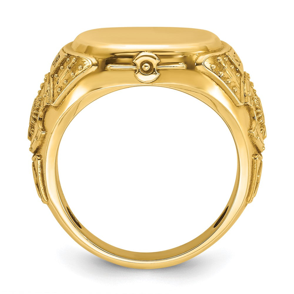 14k IBGoodman 16.5x14.8mm Men's Cushion Signet Ring