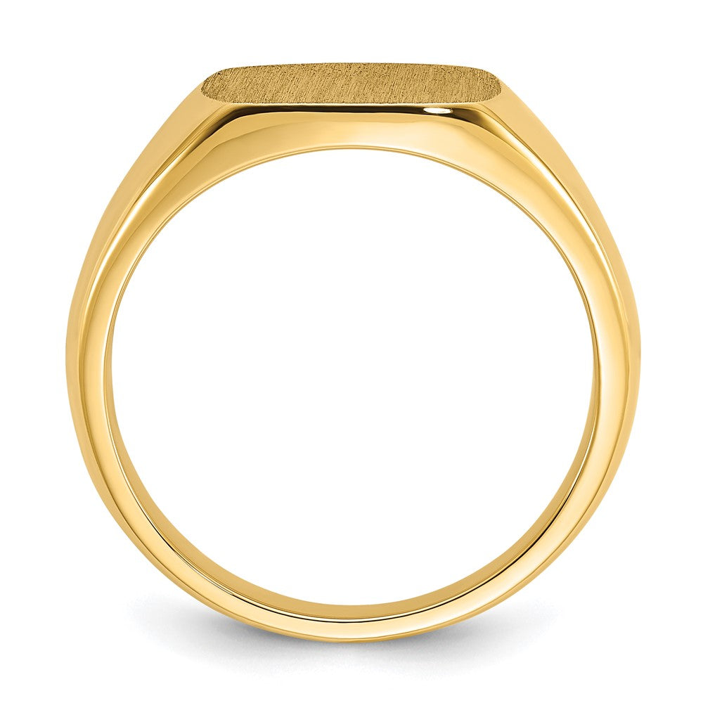 14k IBGoodman 12x12mm Men's Satin Top Cushion Signet Ring