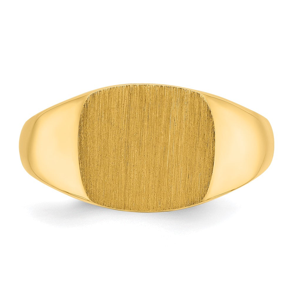 14k IBGoodman 12x12mm Men's Satin Top Cushion Signet Ring